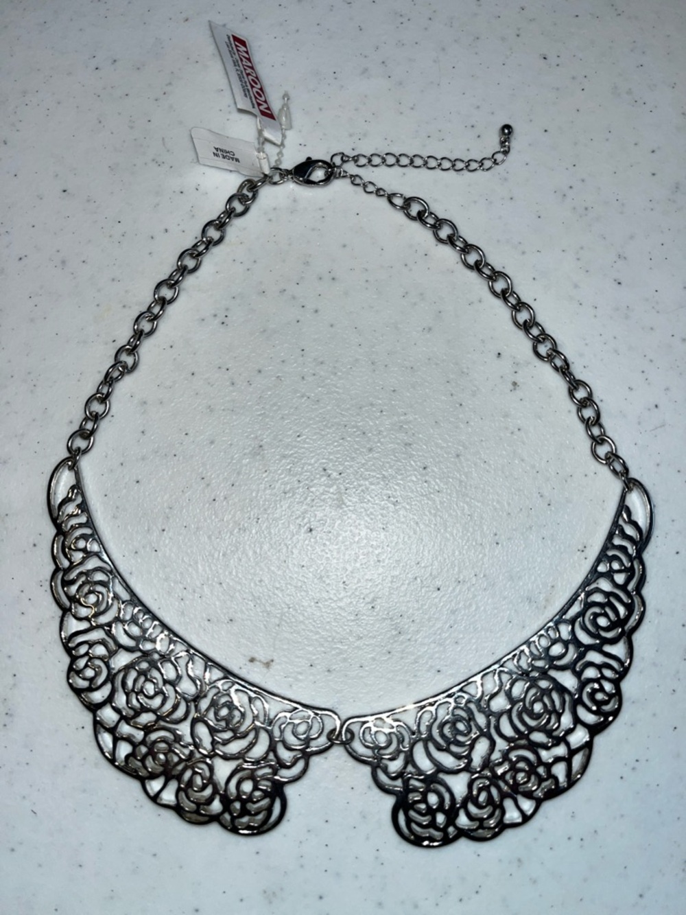 Disney Silver-Tone Rose Filigree Collar Necklace